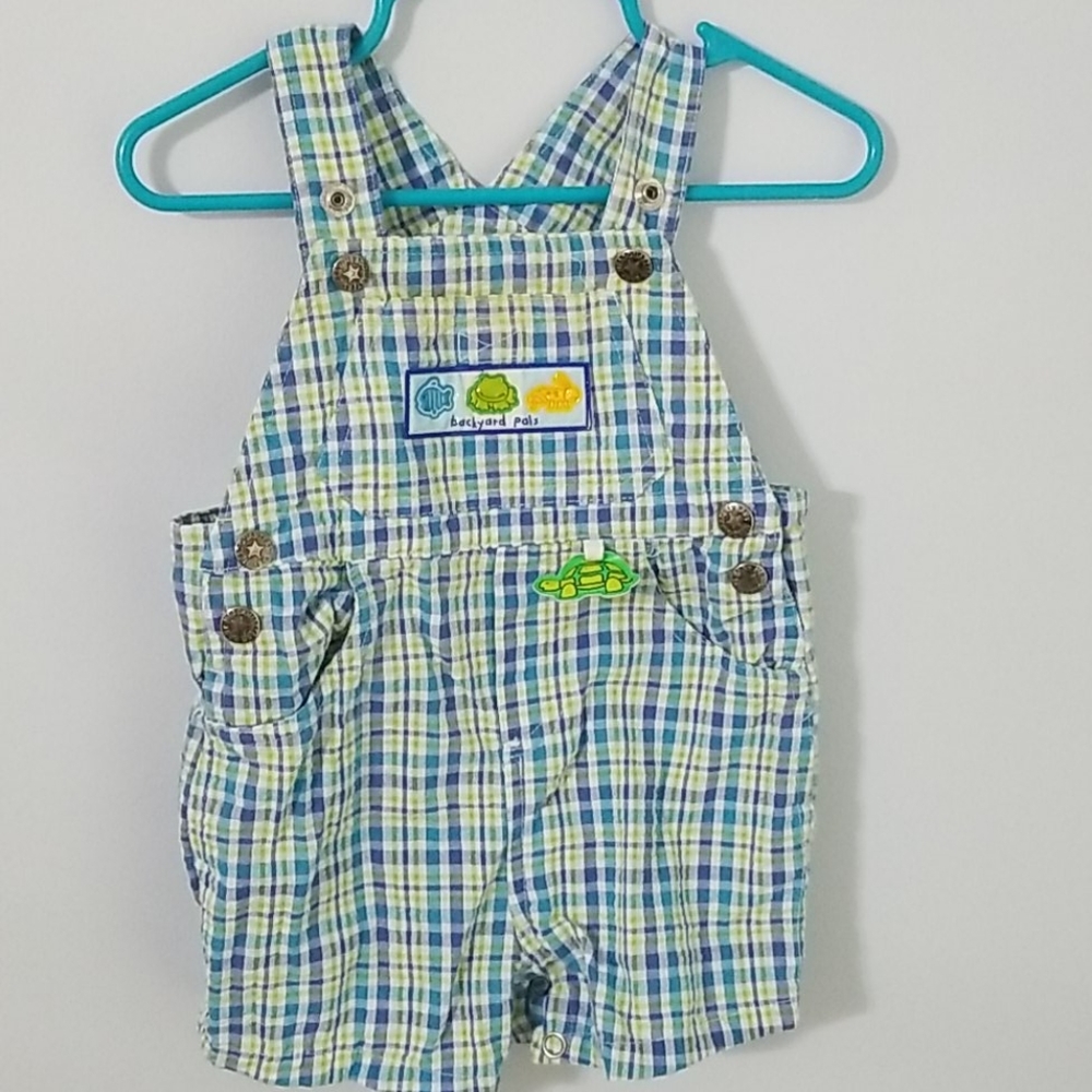 3-6month plaid overall shorts